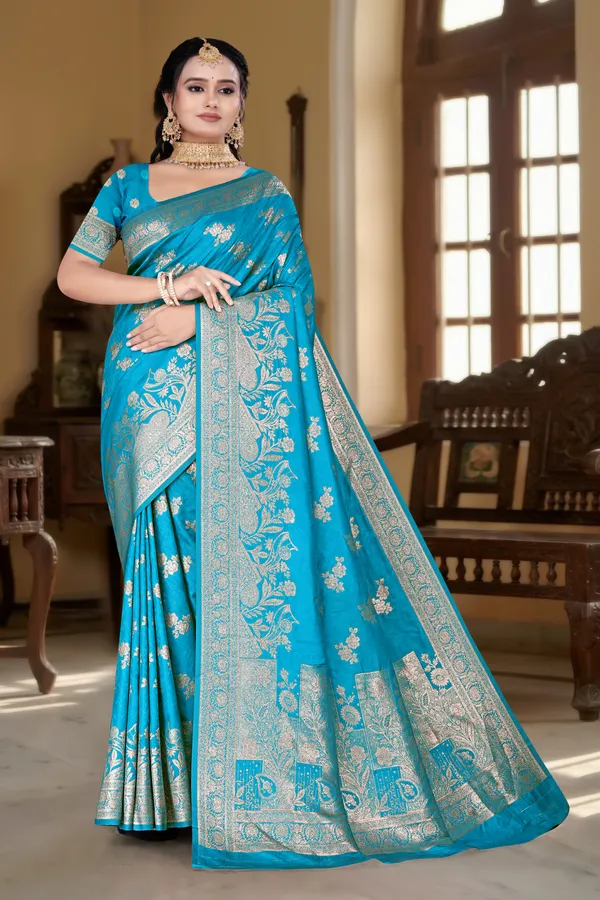 Women's_Banarasi_Art_Silk_Saree_–_firozi_Festive_Wear_Saree_with_Heavy_Woven_Golden_Zari_Pallu_and_Blouse_Piece
