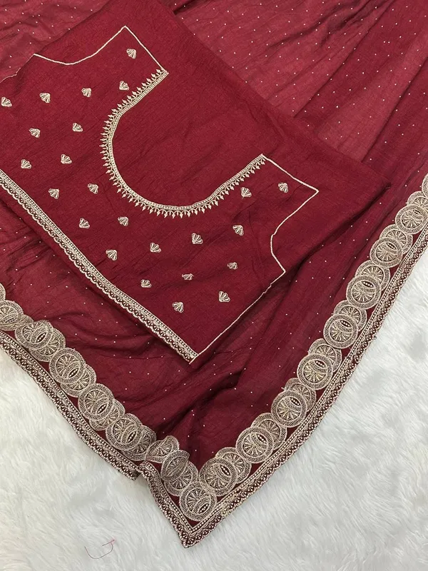 Maroon_Vichitra_Silk_Saree_For_Women