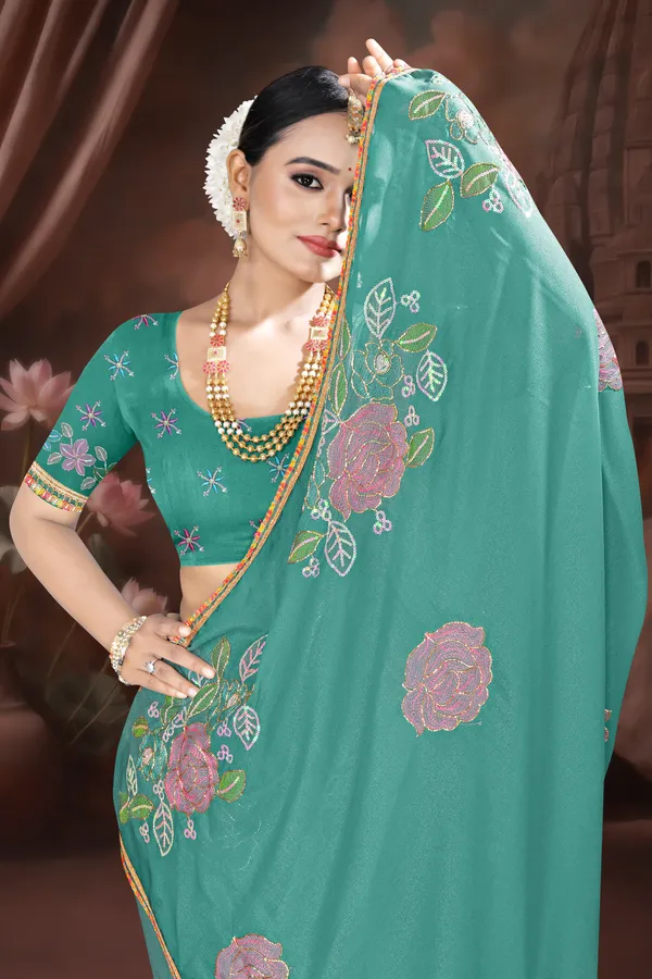 Women's_FIROZI_Floral_Embroidered_Saree_–_Festive_Wear_Star_Georgette_Saree_with_Matching_Blouse_Piece