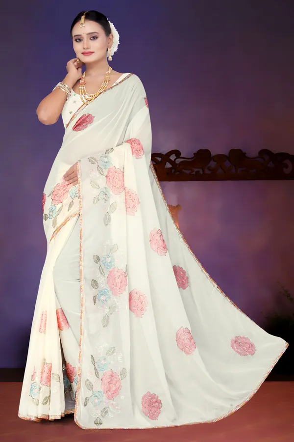 Women's_WHITE_Floral_Embroidered_Saree_–_Festive_Wear_Star_Georgette_Saree_with_Matching_Blouse_Piece