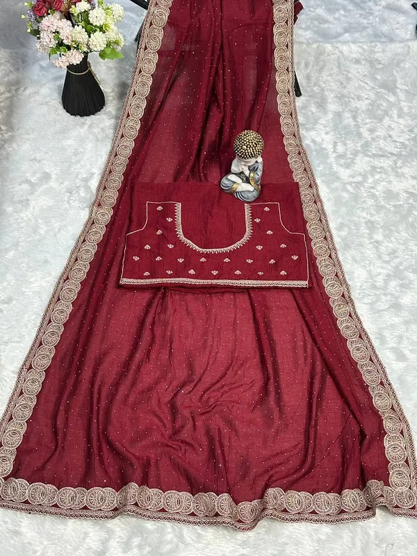 Maroon_Vichitra_Silk_Saree_For_Women