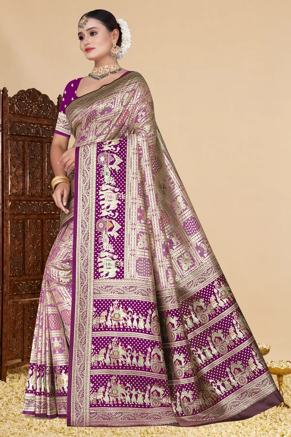 Women's_Banarasi_Art_Silk_Saree_–_LOVENDER_Festive_Wear_Saree_with_Heavy_Zari_Border_and_Blouse_Piece