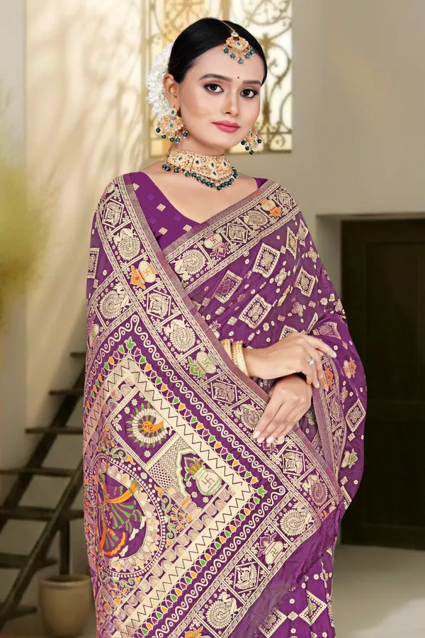 Women's_Banarasi_Art_Silk_Saree_–_Wine_Purple_Festive_Wear_Saree_with_Heavy_Woven_Golden_Zari_Border_and_Blouse_Piece