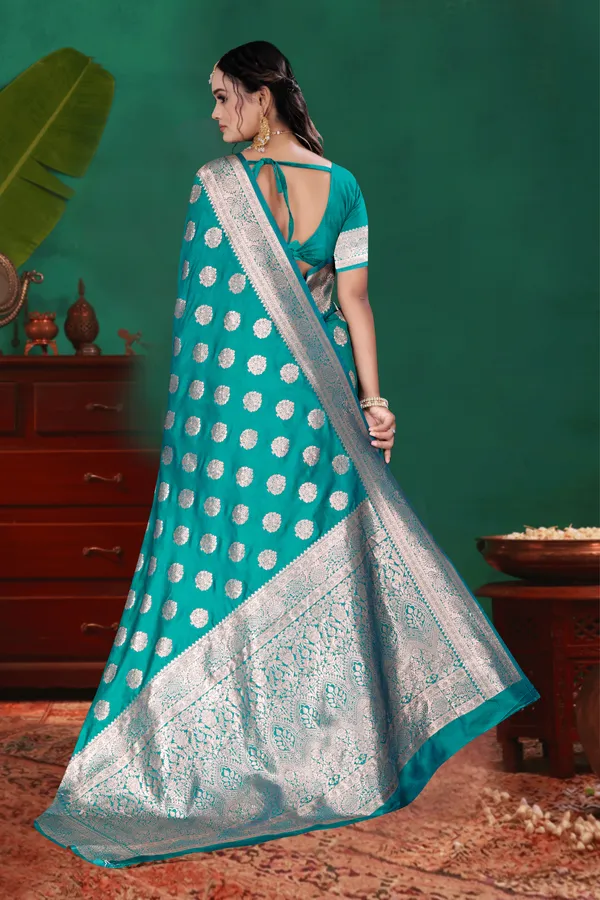 Women's_Banarasi_Art_Silk_Saree_–rama_green_Festive_Wear_Saree_with_Heavy_Woven_Golden_Zari_Border_and_Blouse_Piece