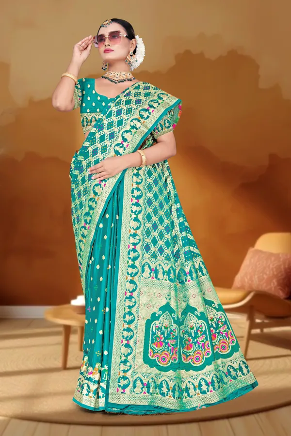 Women's_Banarasi_Art_Silk_Saree_–_Rama_Green_Festive_Wear_Saree_with_Rich_Golden_Zari_Border_and_Blouse_Piece