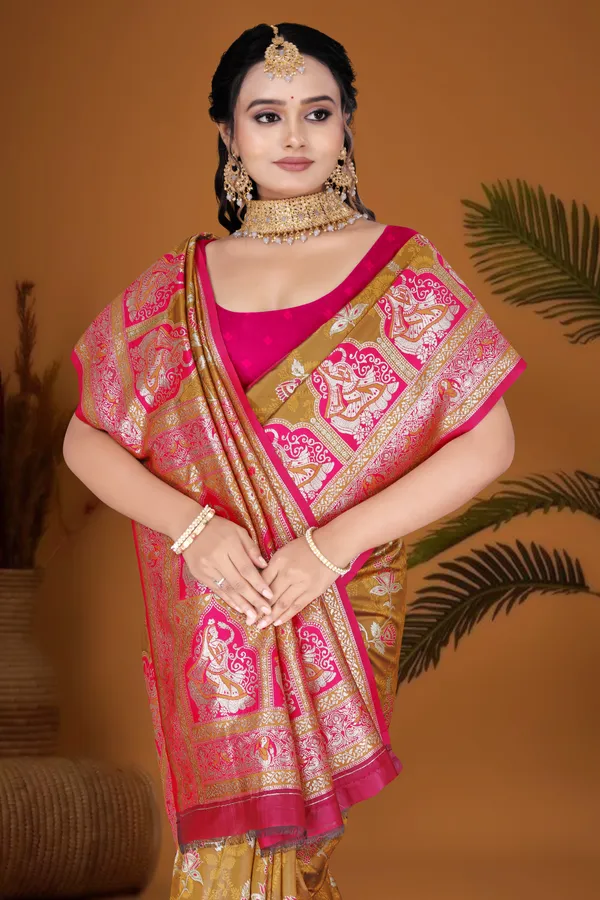 Women's_Banarasi_Art_Silk_Saree_–_Olive_Bronze_&_Hot_Pink_Festive_Wear_Saree_with_Heavy_Woven_Zari_Border_and_Blouse_Piece