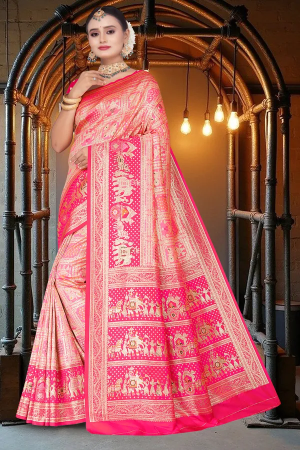 Women's_Banarasi_Art_Silk_Saree_–_LIGHT_&_DARK_PINK__Festive_Wear_Saree_with_Heavy_Zari_Border_and_Blouse_Piece