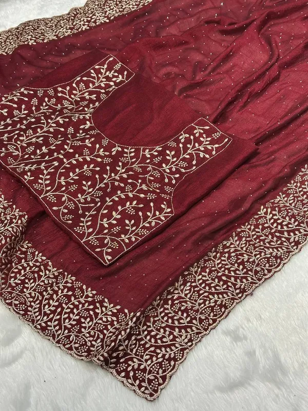 Maroon_Vichitra_Silk_Saree_For_Women
