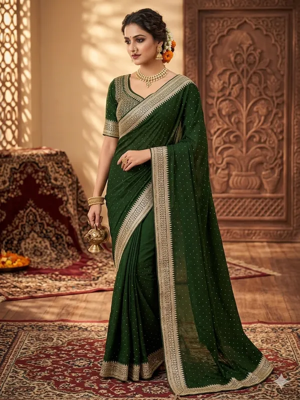 Green_Vichitra_Silk_Saree_For_Women