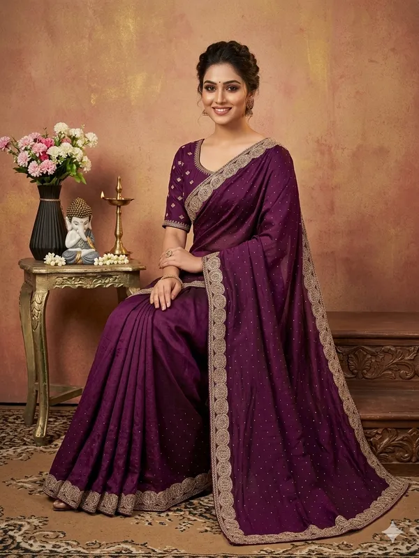Wine_Vichitra_Silk_Saree_For_Women