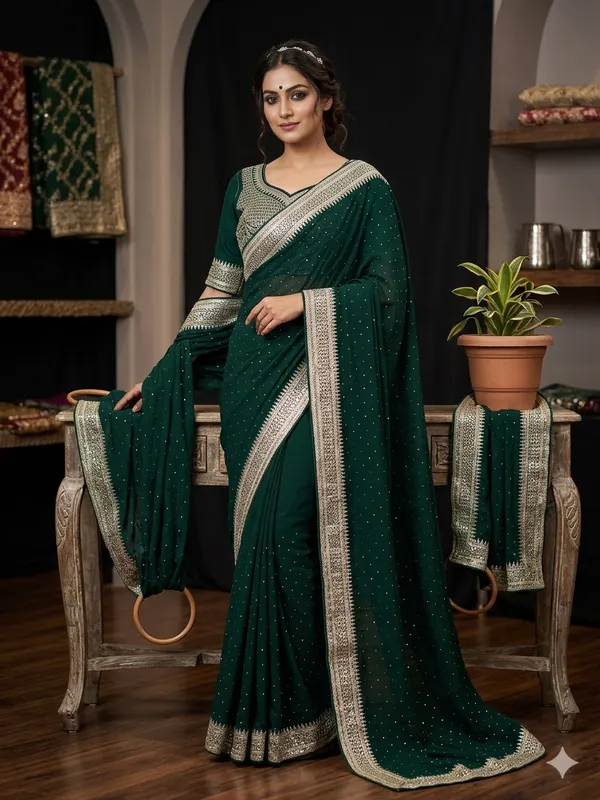 Green_Vichitra_Silk_Saree_For_Women