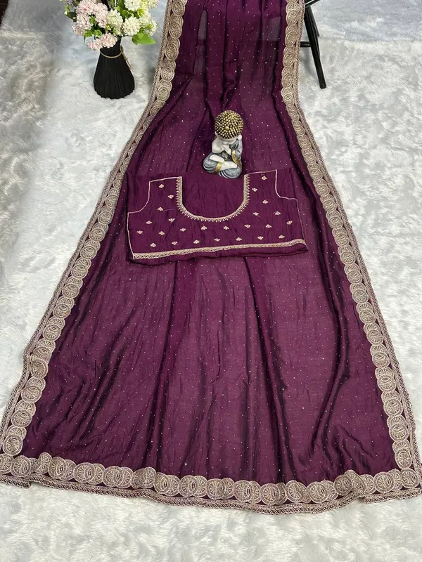 Wine_Vichitra_Silk_Saree_For_Women