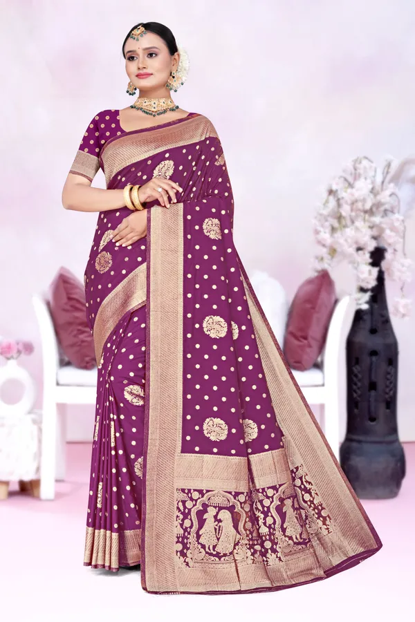 Women's_Banarasi_Art_Silk_Saree_–_Wine_Purple_Festive_Wear_Saree_with_Rich_Golden_Zari_Border_and_Blouse_Piece