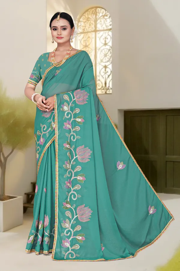 Women's_FIROZI_Floral_Embroidered_Saree_–_Festive_Wear_Star_Georgette_Saree_with_Matching_Blouse_Piece