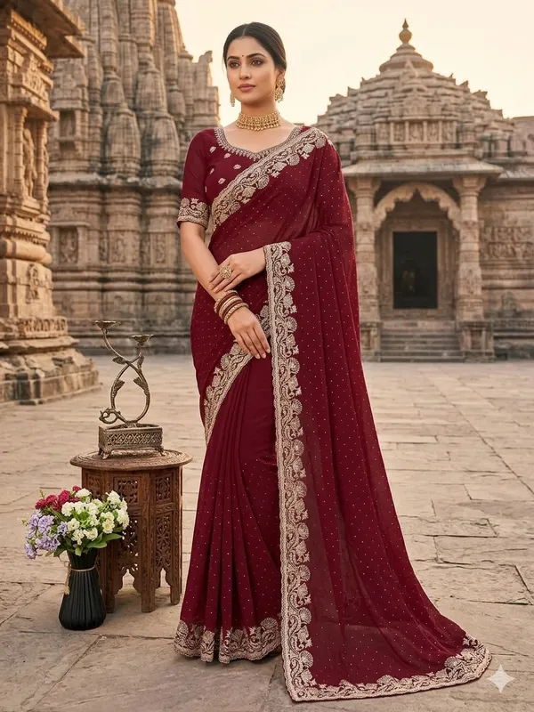 Maroon_Star_Star_Georgette_Saree_For_Women