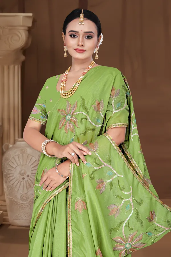 Women's_LIGHT_GREEN_Floral_Embroidered_Saree_–_Festive_Wear_Star_Georgette_Saree_with_Matching_Blouse_Piece