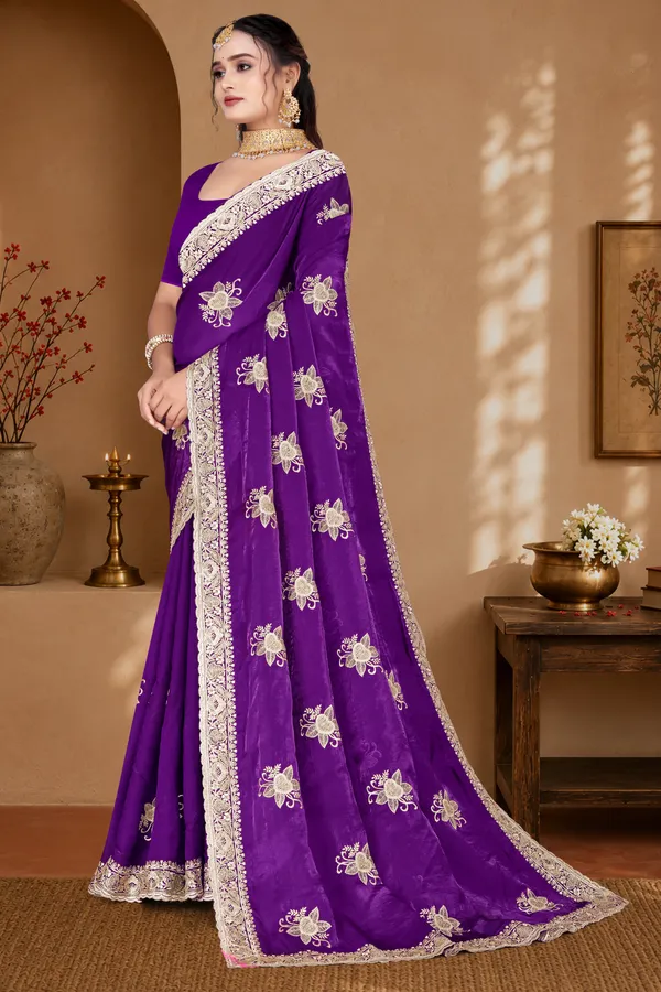 Women's_Wine_Purple_Saree_–_Festive_Wear_Silk_Blend_Saree_with_Heavy_Silver_Zari_Embroidery_and_Blouse_Piece