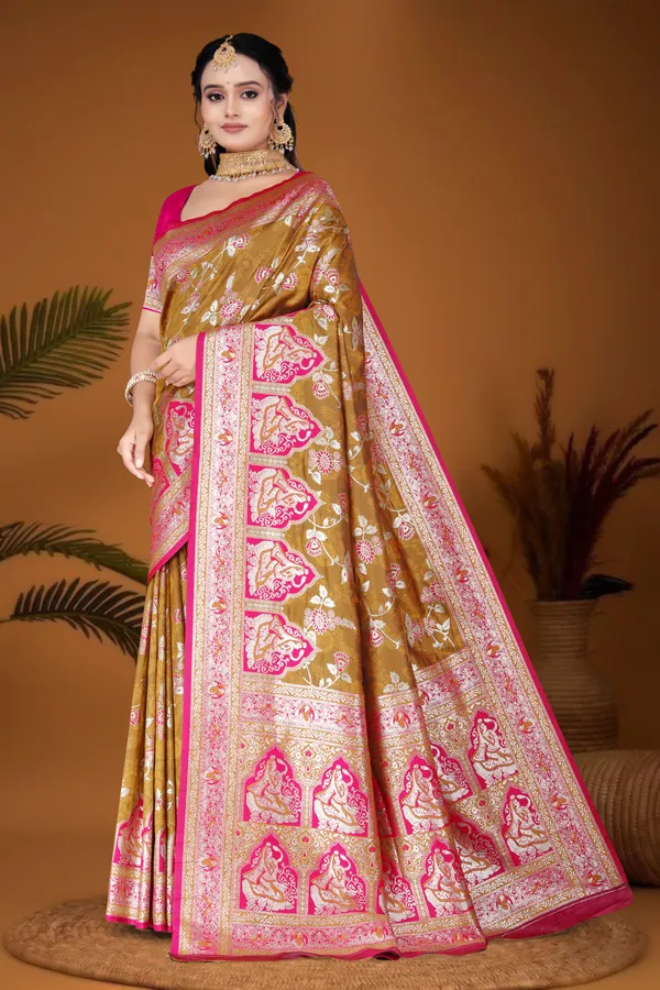 Women's_Banarasi_Art_Silk_Saree_–_Olive_Bronze_&_Hot_Pink_Festive_Wear_Saree_with_Heavy_Woven_Zari_Border_and_Blouse_Piece