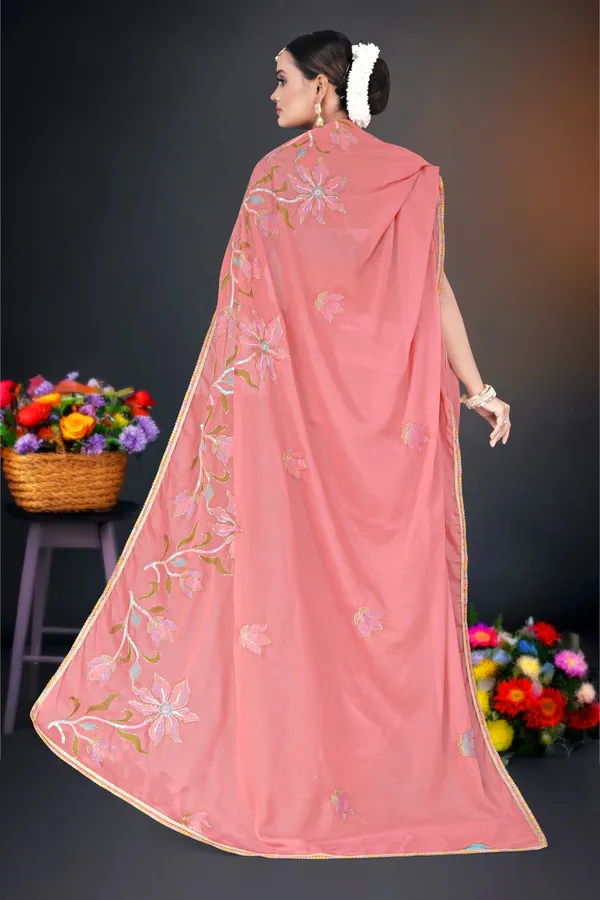 Women's_Peach_Floral_Embroidered_Saree_–_Festive_Wear_Star_Georgette_Saree_with_Matching_Blouse_Piece