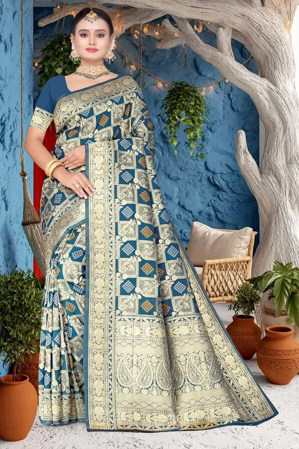 Women's_Banarasi_Art_Silk_Saree_–_Steel_Blue_Festive_Wear_Saree_with_Heavy_Woven_Golden_Zari_Border_and_Blouse_Piece