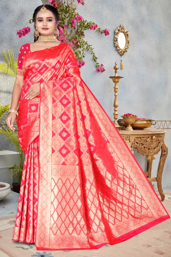 Women's_Banarasi_Art_Silk_Saree_–_gajri_Festive_Wear_Saree_with_Heavy_Woven_Zari_Border_and_Blouse_Piece