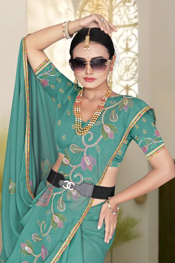 Women's_FIROZI_Floral_Embroidered_Saree_–_Festive_Wear_Star_Georgette_Saree_with_Matching_Blouse_Piece