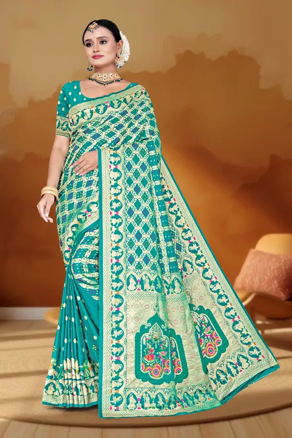 Women's_Banarasi_Art_Silk_Saree_–_Rama_Green_Festive_Wear_Saree_with_Rich_Golden_Zari_Border_and_Blouse_Piece