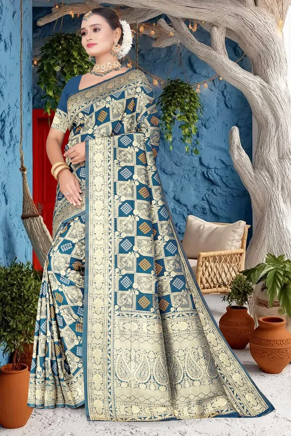 Women's_Banarasi_Art_Silk_Saree_–_Steel_Blue_Festive_Wear_Saree_with_Heavy_Woven_Golden_Zari_Border_and_Blouse_Piece