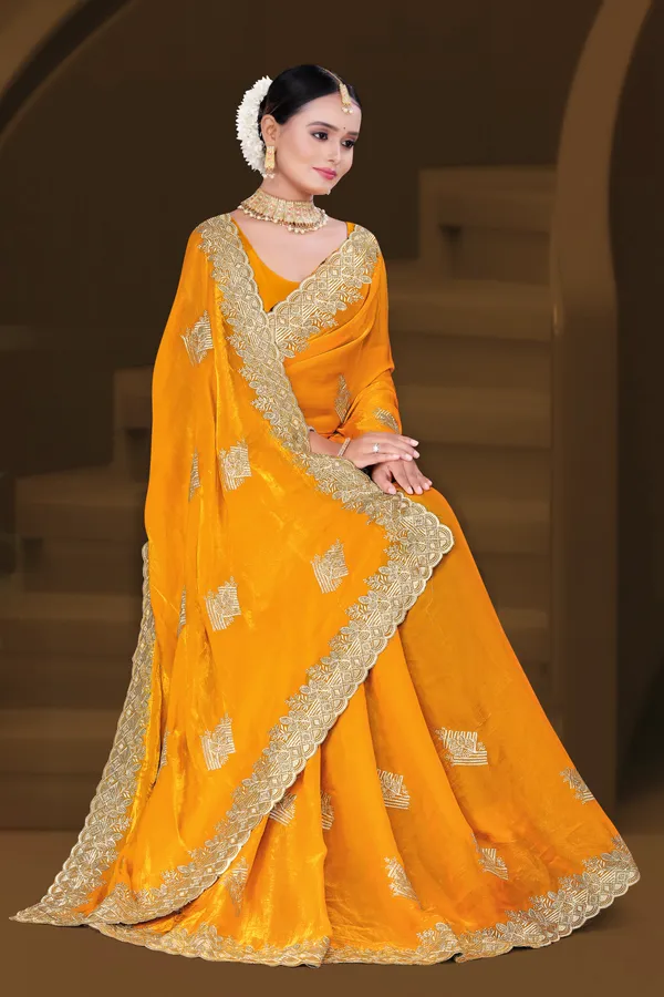 Women's_Emerald_YELLOW_Saree_–_Festive_Wear_Silk_Blend_Saree_with_Heavy_Silver_Zari_Embroidery_and_Blouse_Piece