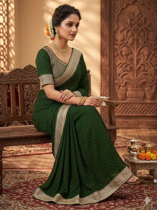 Green_Vichitra_Silk_Saree_For_Women