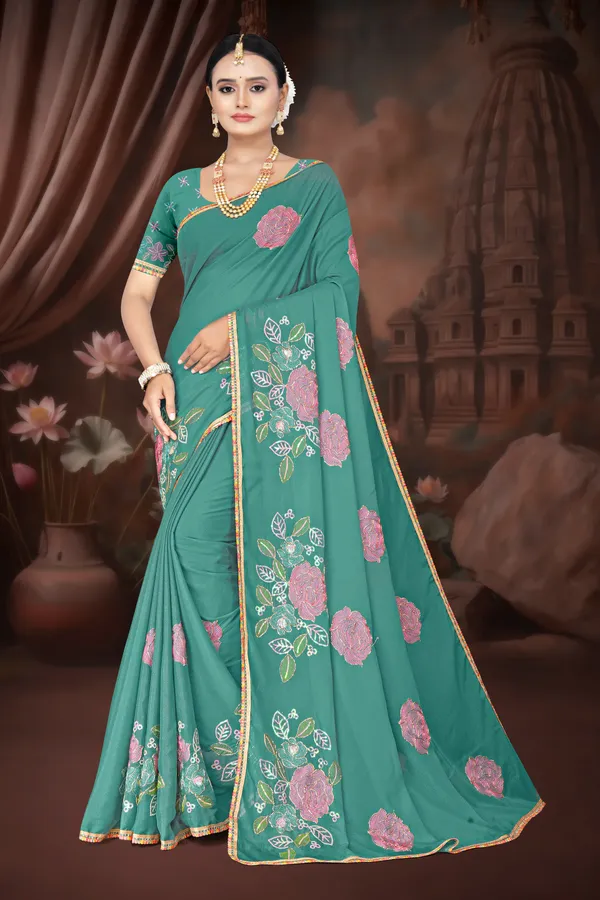 Women's_FIROZI_Floral_Embroidered_Saree_–_Festive_Wear_Star_Georgette_Saree_with_Matching_Blouse_Piece