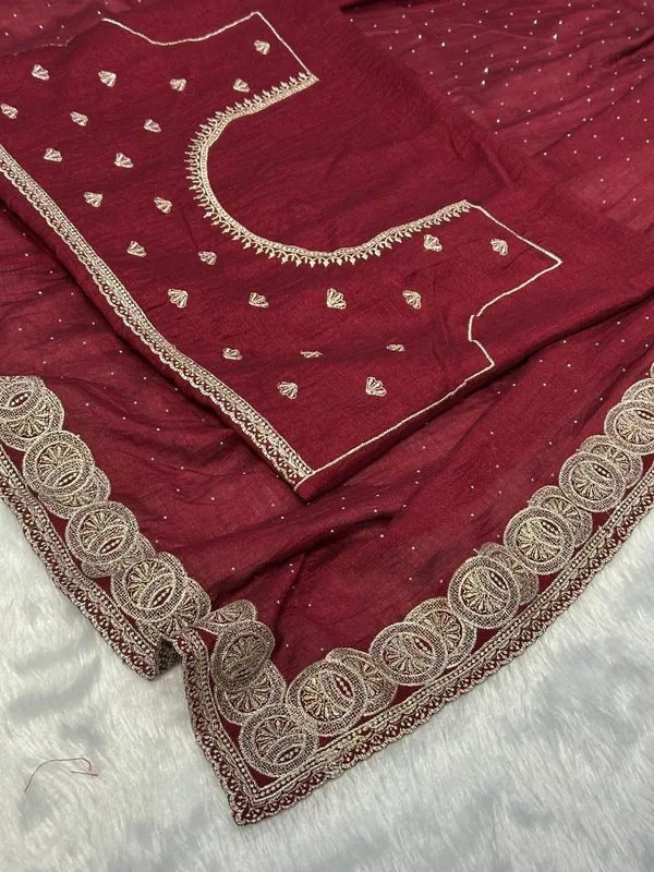 Maroon_Vichitra_Silk_Saree_For_Women