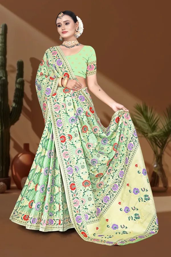 Women's_Banarasi_Art_Silk_Saree_–_Light_Pastel_Green_Festive_Wear_Saree_with_Multicolored_Floral_Border_and_Blouse_Piece
