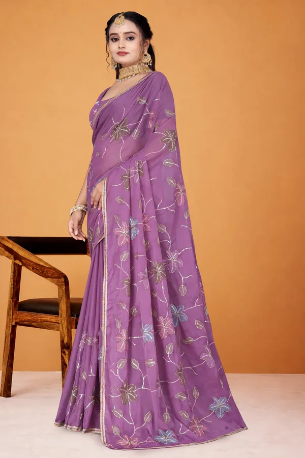 Women's_PURPLE_Floral_Embroidered_Saree_–_Festive_Wear_Star_Georgette_Saree_with_Matching_Blouse_Piece