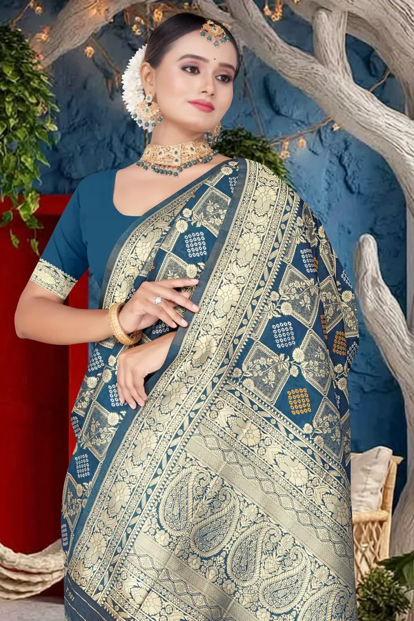 Women's_Banarasi_Art_Silk_Saree_–_Steel_Blue_Festive_Wear_Saree_with_Heavy_Woven_Golden_Zari_Border_and_Blouse_Piece