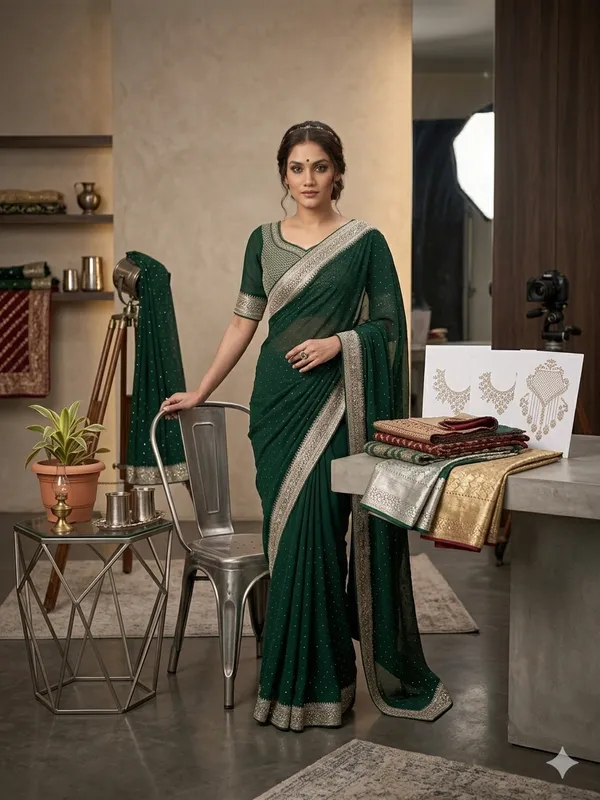 Green_Vichitra_Silk_Saree_For_Women