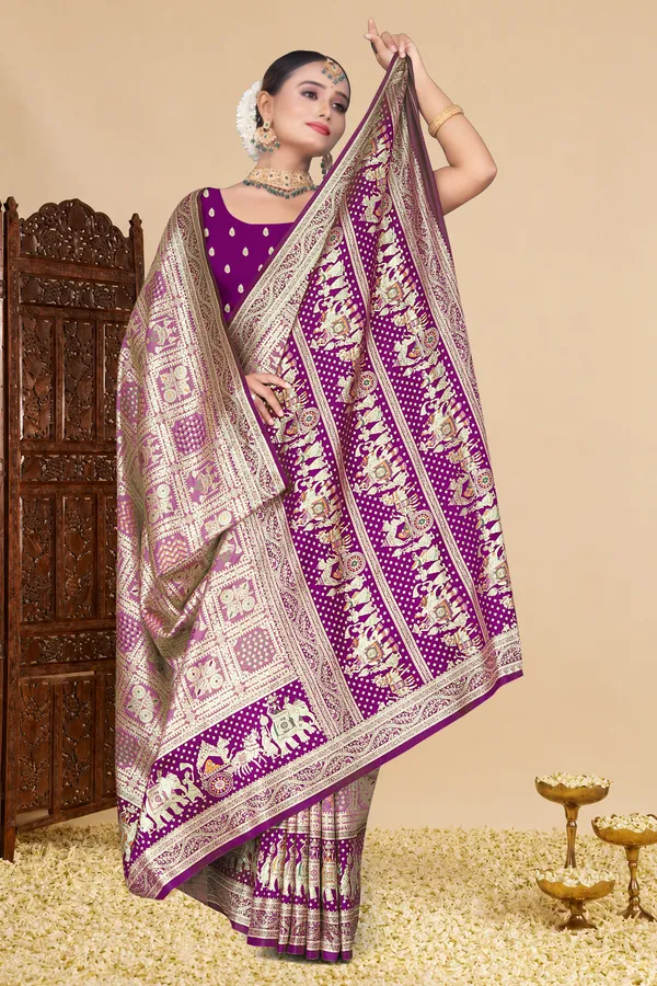 Women's_Banarasi_Art_Silk_Saree_–_LOVENDER_Festive_Wear_Saree_with_Heavy_Zari_Border_and_Blouse_Piece