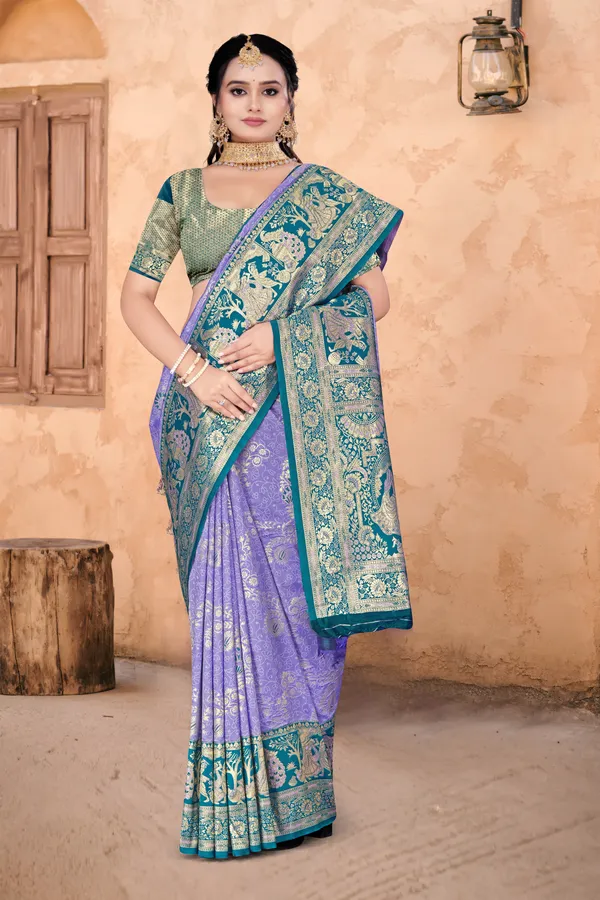 Women's_Banarasi_Art_Silk_Saree_–_Light_Purple_&_Teal_Blue_Festive_Wear_Saree_with_Heavy_Woven_Golden_Zari_Border_and_Blouse_Piece.