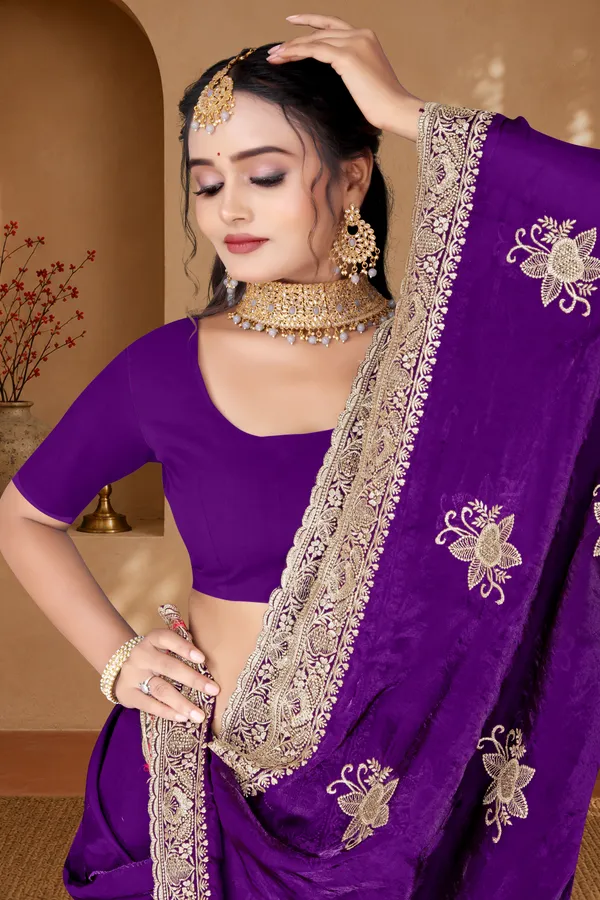 Women's_Wine_Purple_Saree_–_Festive_Wear_Silk_Blend_Saree_with_Heavy_Silver_Zari_Embroidery_and_Blouse_Piece