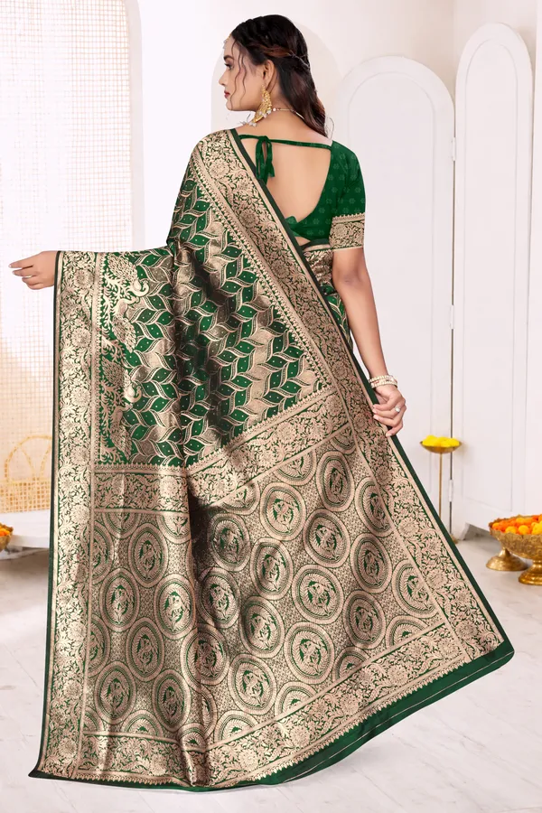 Women's_Banarasi_Art_Silk_Saree_–_dark_green_Festive_Wear_Saree_with_Heavy_Woven_Golden_Zari_Pallu_and_Blouse_Piece