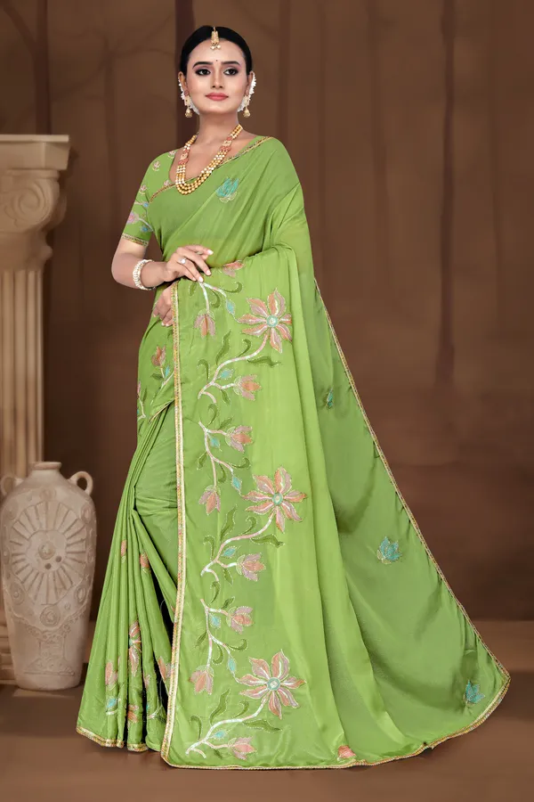Women's_LIGHT_GREEN_Floral_Embroidered_Saree_–_Festive_Wear_Star_Georgette_Saree_with_Matching_Blouse_Piece