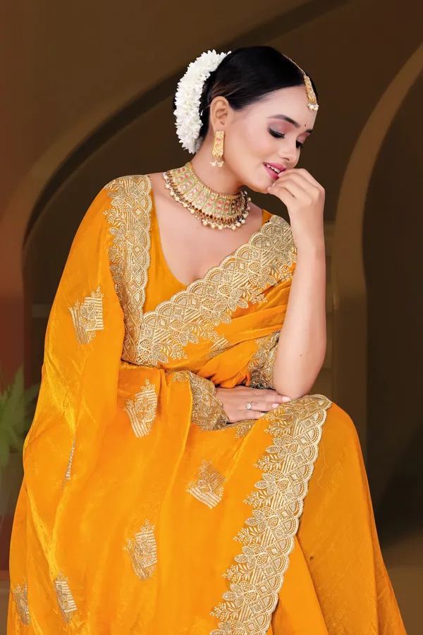Women's_Emerald_YELLOW_Saree_–_Festive_Wear_Silk_Blend_Saree_with_Heavy_Silver_Zari_Embroidery_and_Blouse_Piece
