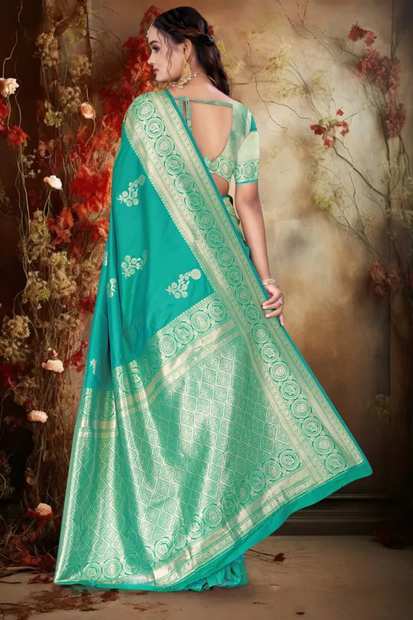 Women's_Banarasi_Art_Silk_Saree_–_rama_green_Festive_Wear_Saree_with_Heavy_Woven_Golden_Zari_Border_and_Blouse_Piece