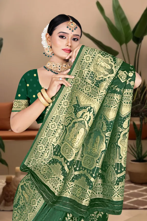 Women's_Banarasi_Art_Silk_Saree_–_Dark_Emerald_Green_Festive_Wear_Saree_with_Rich_Golden_Zari_Border_and_Blouse_Piece