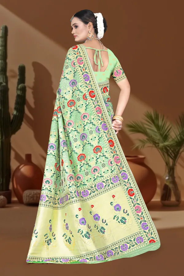 Women's_Banarasi_Art_Silk_Saree_–_Light_Pastel_Green_Festive_Wear_Saree_with_Multicolored_Floral_Border_and_Blouse_Piece