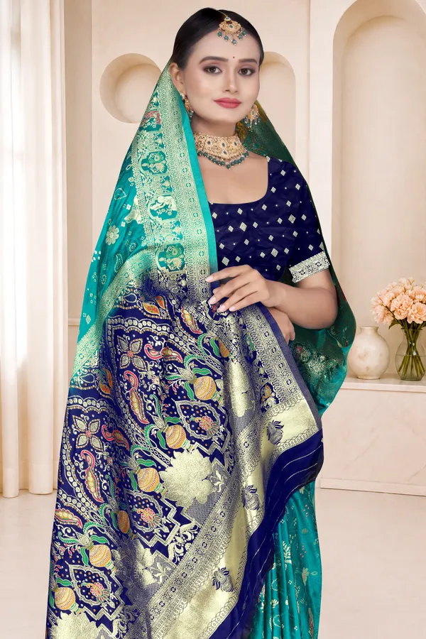 Women's_Banarasi_Silk_Saree_–_Firoza_Teal_&_Royal_Blue_Festive_Wear_Saree_with_Heavy_Woven_Golden_Zari_Border_and_Blouse_Piece