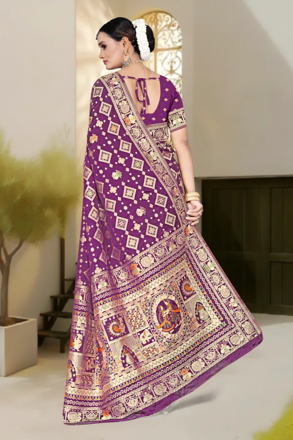 Women's_Banarasi_Art_Silk_Saree_–_Wine_Purple_Festive_Wear_Saree_with_Heavy_Woven_Golden_Zari_Border_and_Blouse_Piece