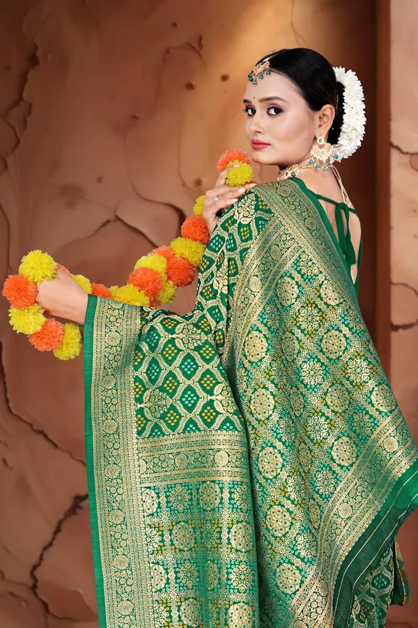 Women's_Banarasi_Art_Silk_Saree_–_GREEN_Festive_Wear_Saree_with_Multicolored_Woven_Floral_Border_and_Blouse_Piece