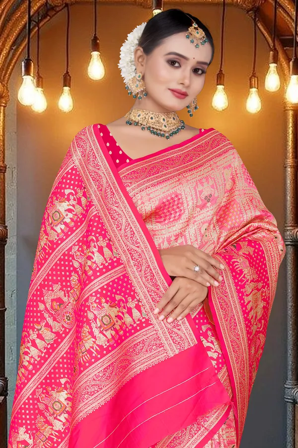 Women's_Banarasi_Art_Silk_Saree_–_LIGHT_&_DARK_PINK__Festive_Wear_Saree_with_Heavy_Zari_Border_and_Blouse_Piece