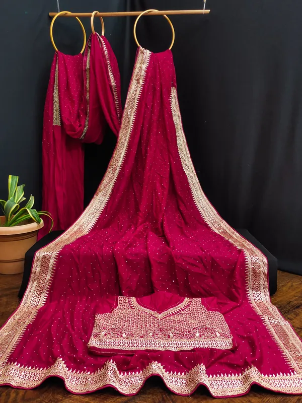 Pink_Vichitra_Silk_Saree_For_Women